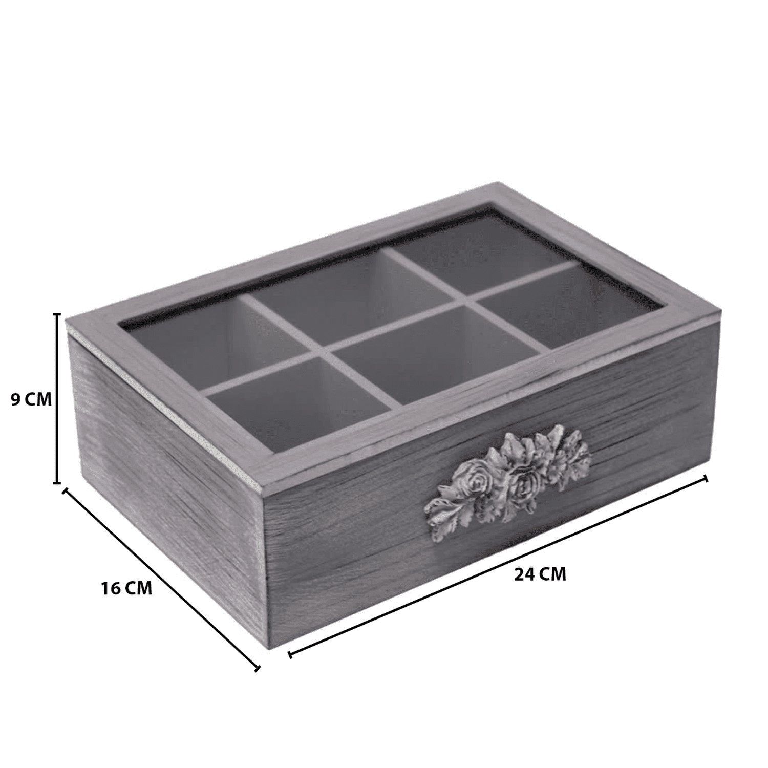 Caja De Te Porta Te Caja De Madera Para Te Gris 6 Divisiones - Fliperex