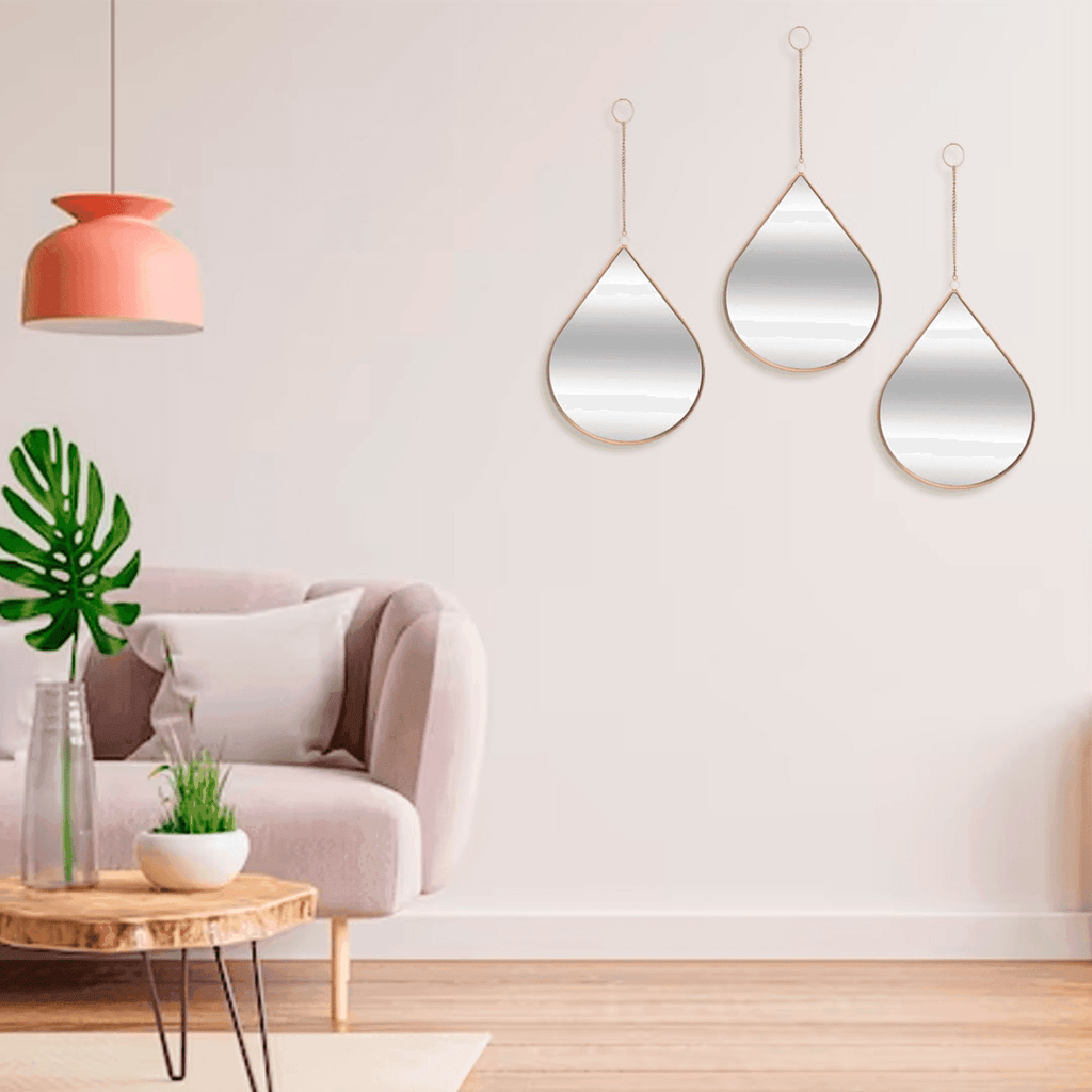 Set 3 Espejos De Pared Para Colgar De Gota Marcos De Espejos - Fliperex