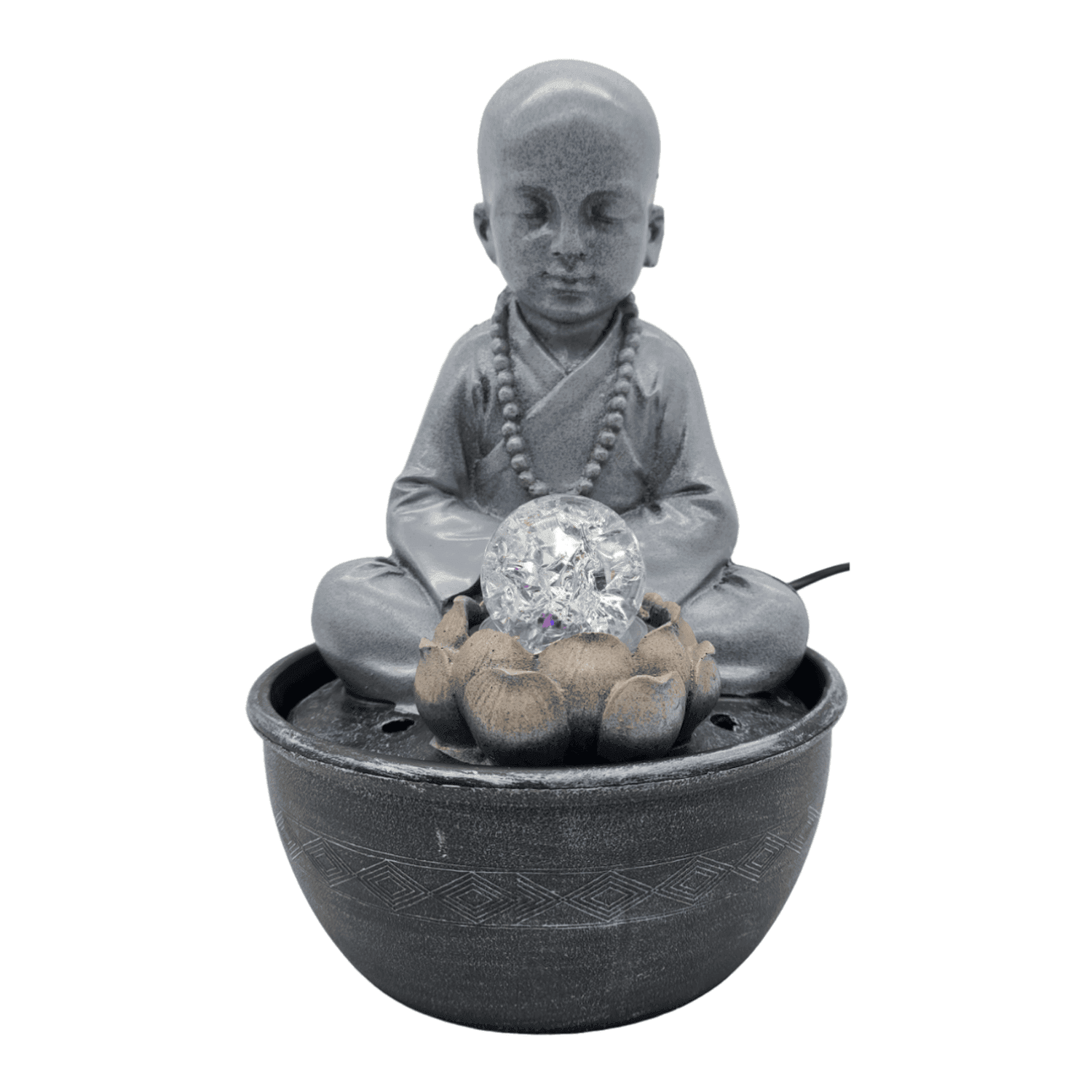 Estatua Figura De Buda Gris Decorativa Buda Fuente De Agua - Fliperex