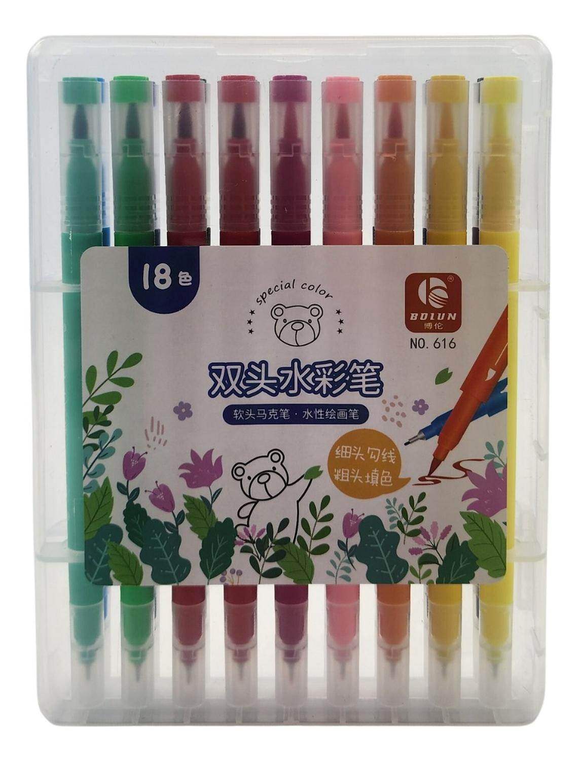 Set Marcadores 18 Lapices Punta Blanda y Punta Fina - Fliperex