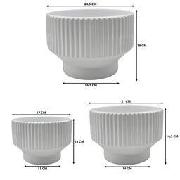 Set 3 Maceteros Maceta De Ceramica Copon Blanco Brillante - Fliperex