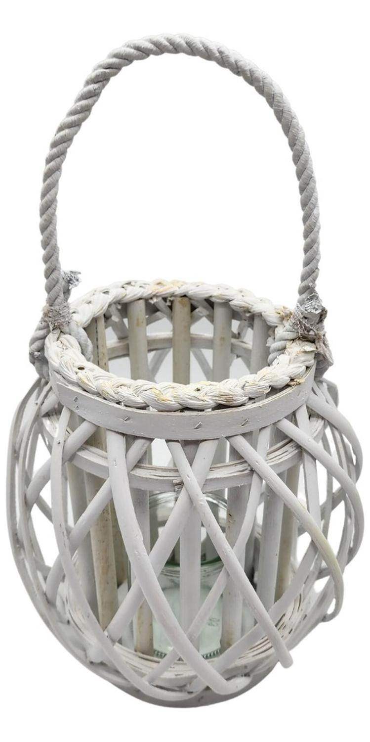 Candelabro Porta Vela Mimbre Rustico Terraza Blanco Decora - Fliperex