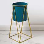 Porta Macetero Pedestal Maceta Plantas Verde Dorado - Fliperex