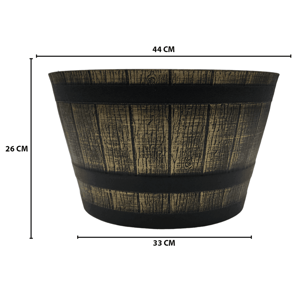 Macetero Plastico Diseño Efecto Barril De Madera Maceta L - Fliperex
