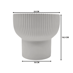 Macetero Maceta De Ceramica Copon Lineas Blanco Mate L - Fliperex