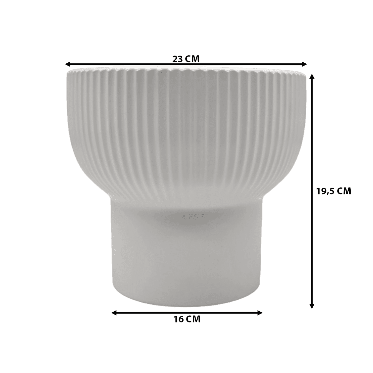 Macetero Maceta De Ceramica Copon Lineas Blanco Mate L - Fliperex