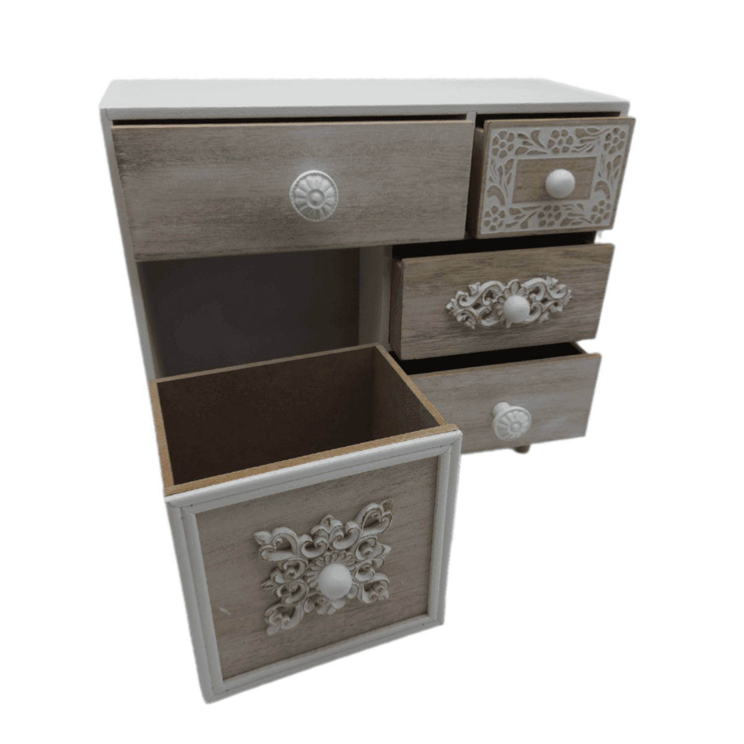 Organizador De Joyas Multiuso Oriental 5 Cajones Blanco - Fliperex