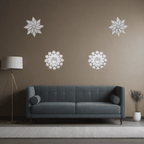 Set 4 Marcos De Espejos Flor De Loto Decorativo Blanco Deco - Fliperex