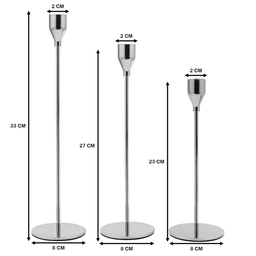 Set 3 Candelabros Porta Velas Plateado Decora Centro De Mesa - Fliperex