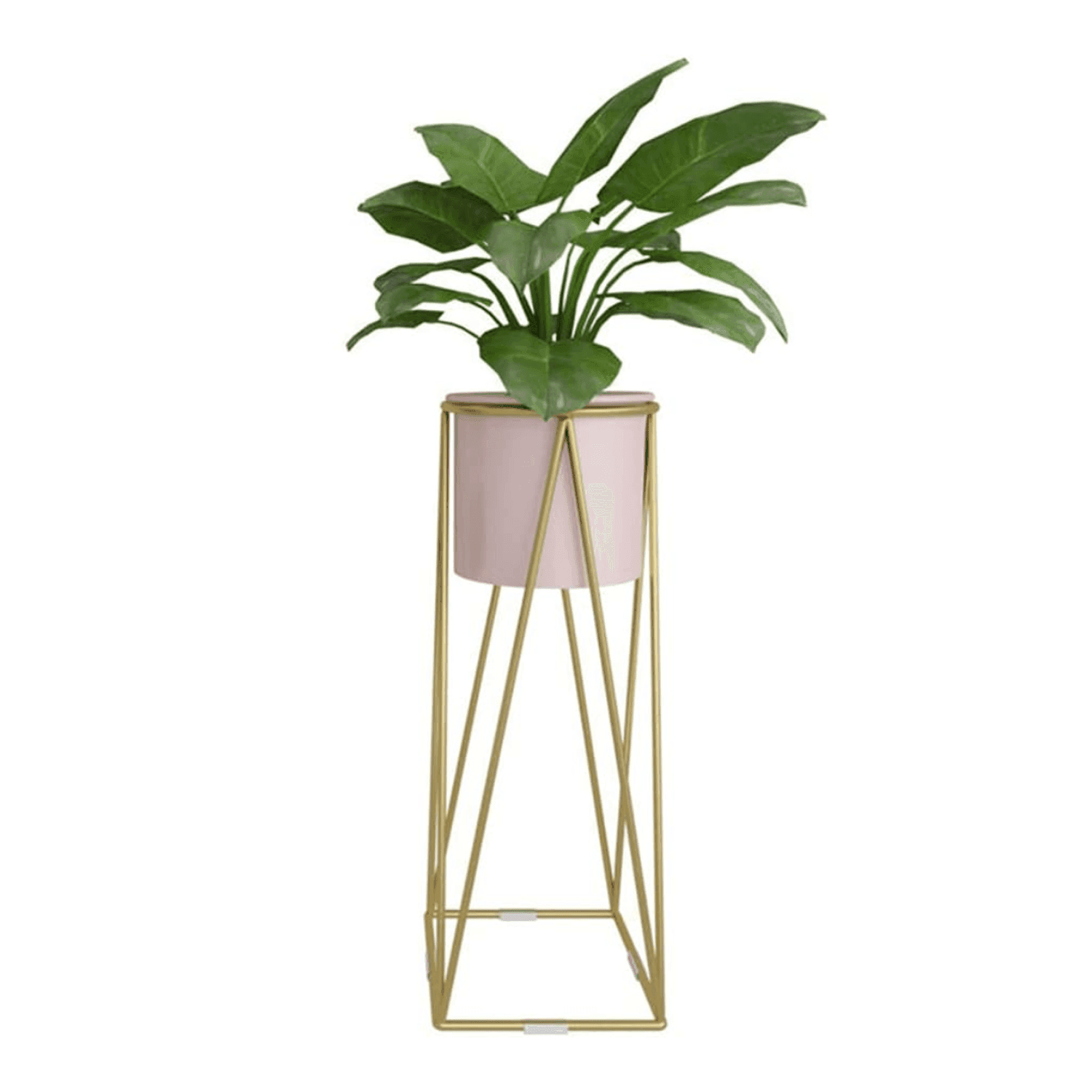 Porta Macetero Pedestal Maceta Plantas Rosado Dorado - Fliperex