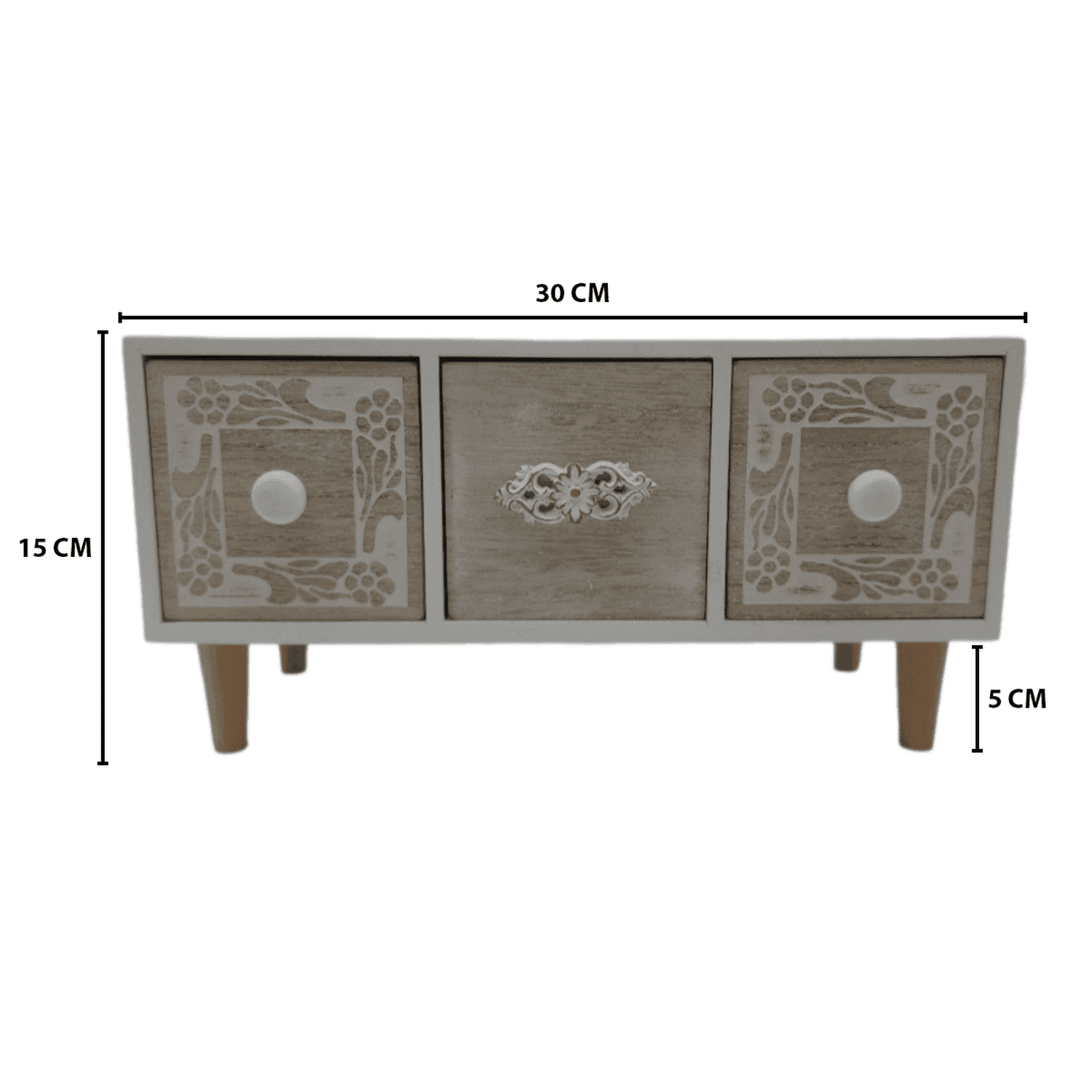 Organizador De Joyas Multiuso Oriental 3 Cajones Blanco - Fliperex