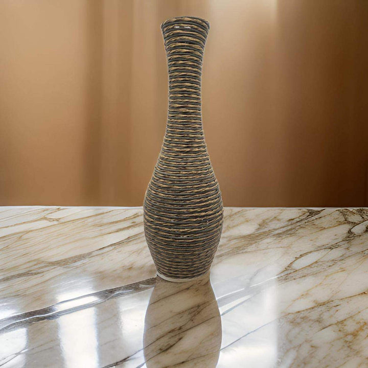 Jarron Florero Decorativo Tejido Rattan Moderno Café 60 CM - vista 2