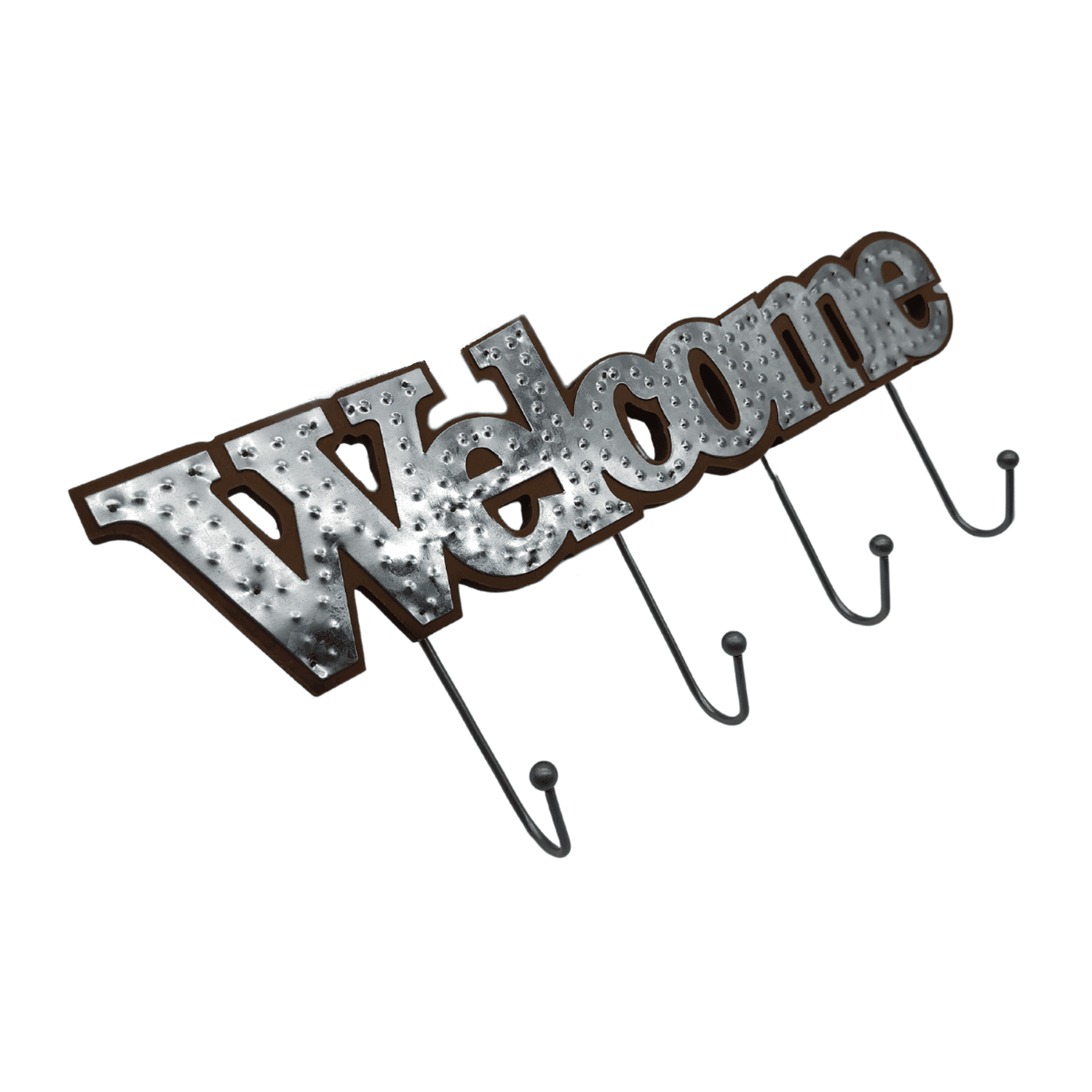 Perchero De Pared Colgador Welcome 4 Ganchos Plateado - Fliperex