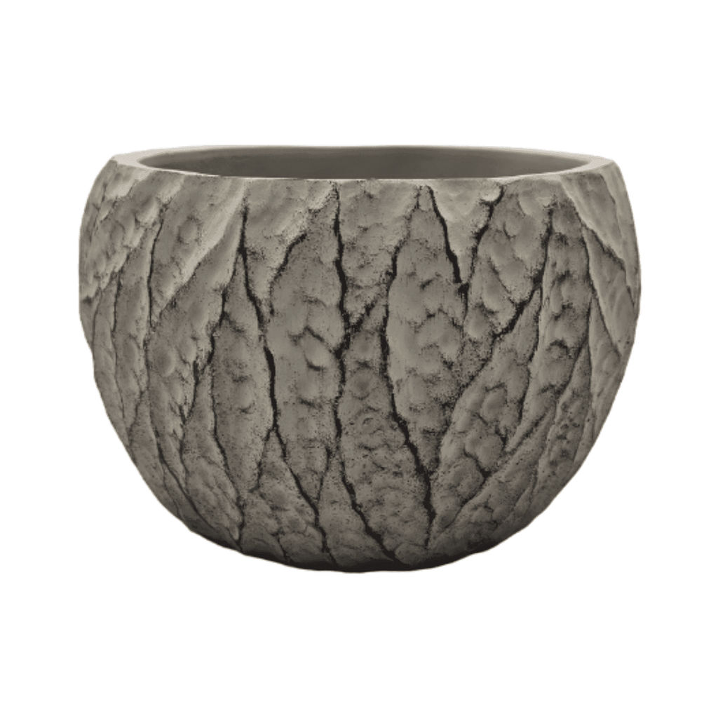 Set 4 Macetero Maceta Acabado Cemento Relieve Hojas Gris S - Fliperex