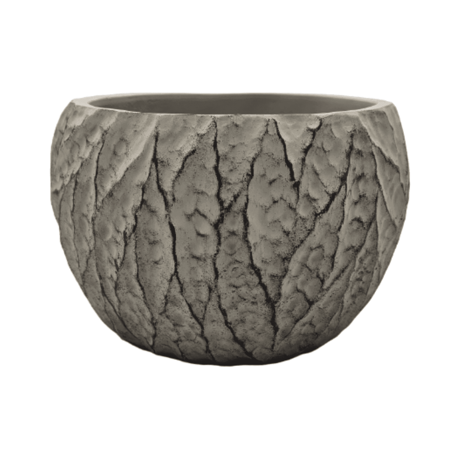 Set 4 Macetero Maceta Acabado Cemento Relieve Hojas Gris S - Fliperex