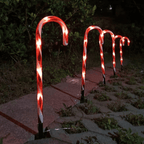 Set 5 Bastones De Navidad Luces Solares Navidad Jardin Hogar - Fliperex