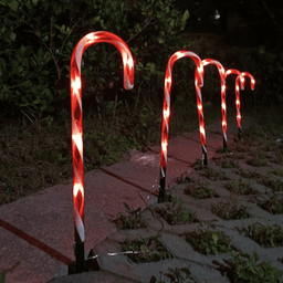 Set 5 Bastones De Navidad Luces Solares Navidad Jardin Hogar - Fliperex