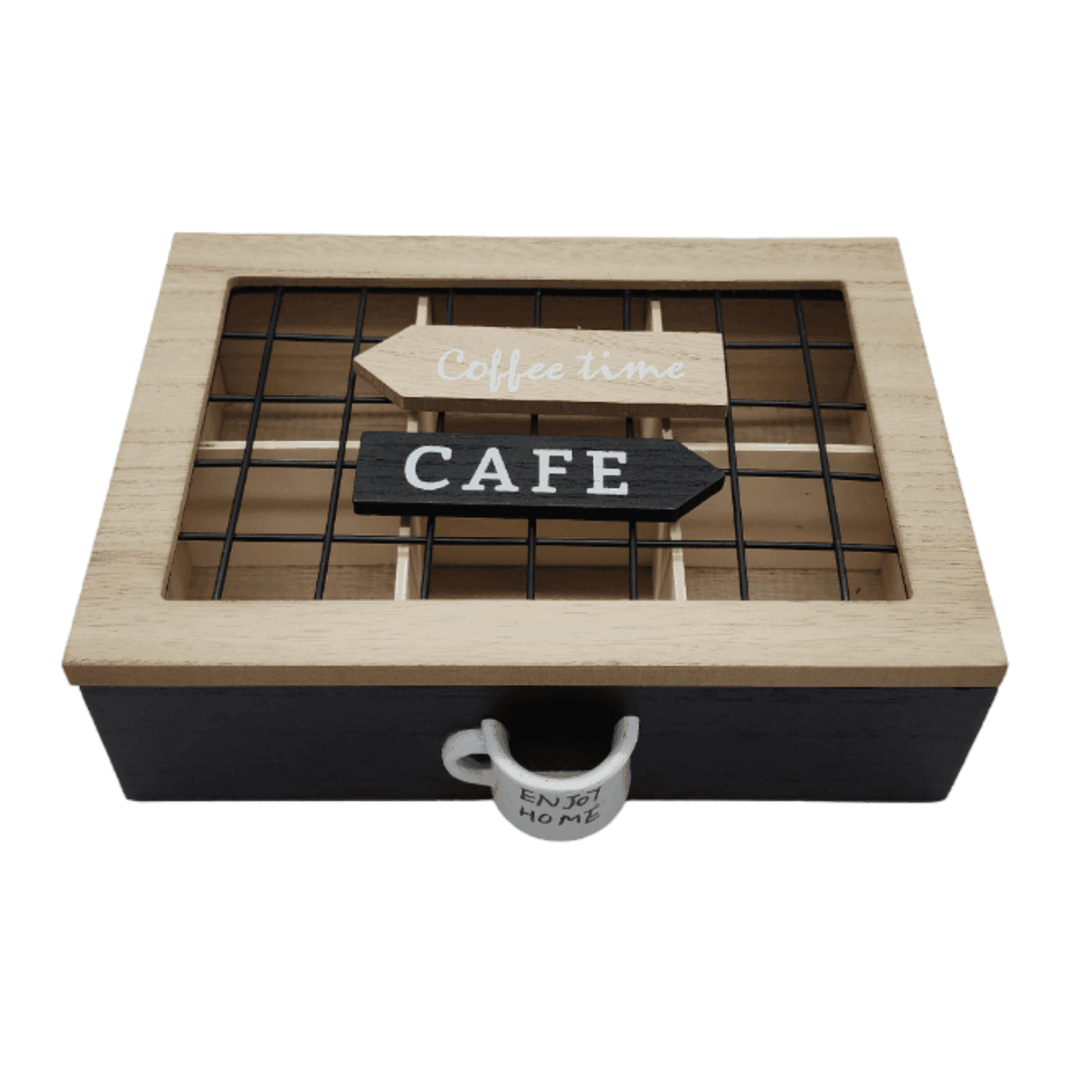 Caja De Te 6 Divisiones Tapa Con Diseño Decorativa Decohogar - Fliperex