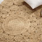 Alfombra Redonda De Yute Todo Circulos Color Natural - Fliperex