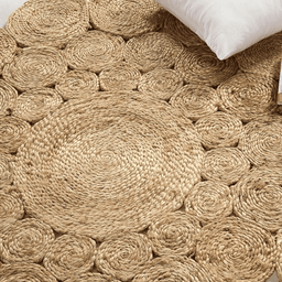 Alfombra Redonda De Yute Todo Circulos Color Natural - Fliperex