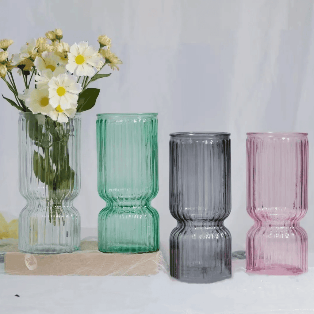 Florero Decorativo De Vidrio Cristal Con Diseño Tonos Grises - Fliperex