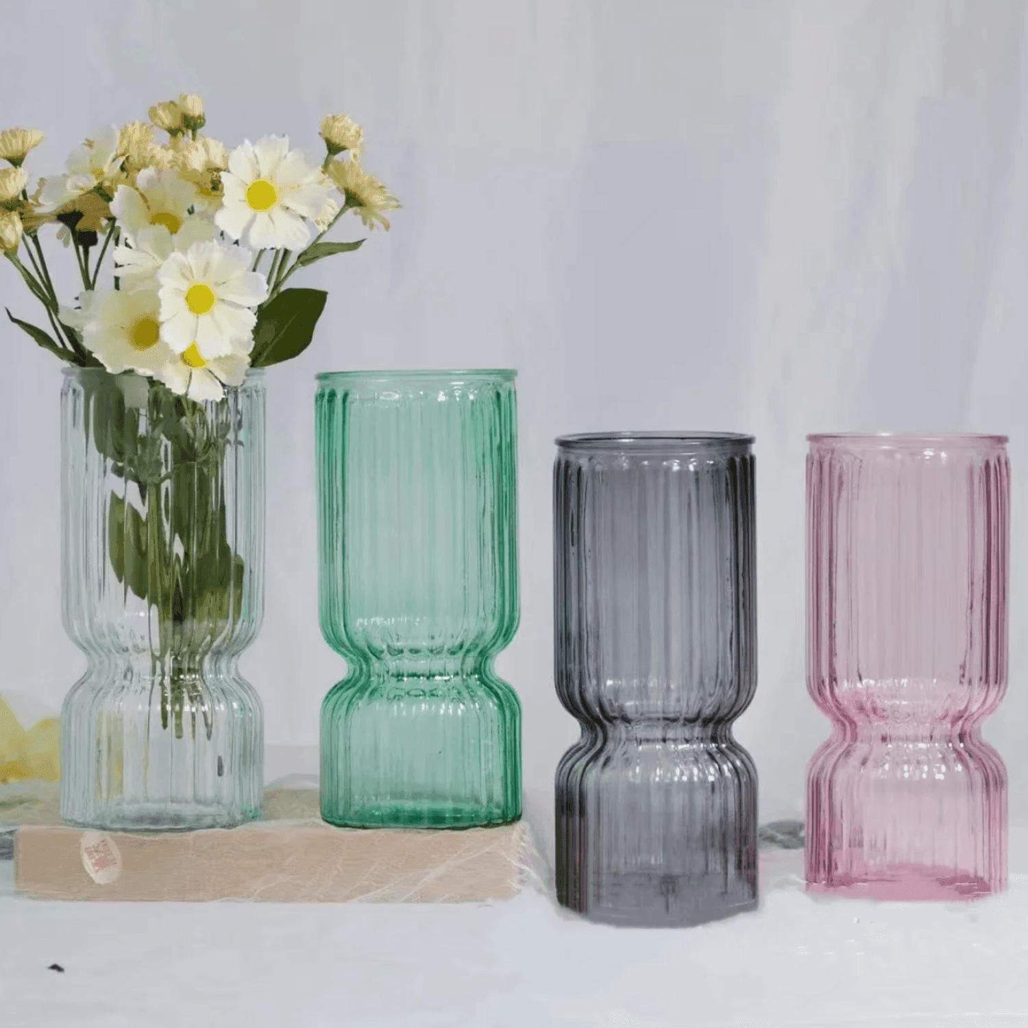 Florero Decorativo De Vidrio Cristal Con Diseño Tonos Grises - Fliperex