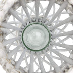 Candelabro Porta Vela Mimbre Rustico Redondo Terraza Blanco - Fliperex