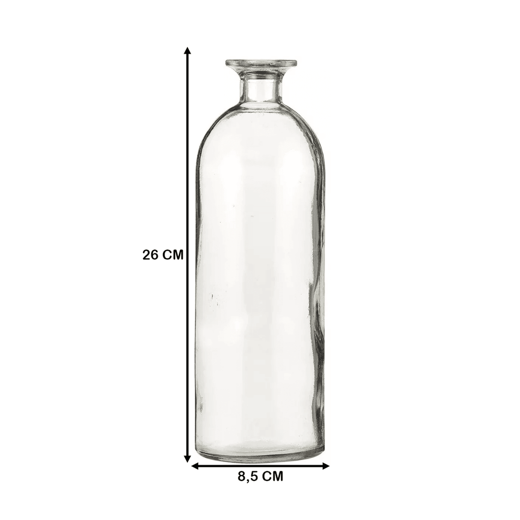 Florero Botella Decorativa De Vidrio Cristal Transparente - Fliperex