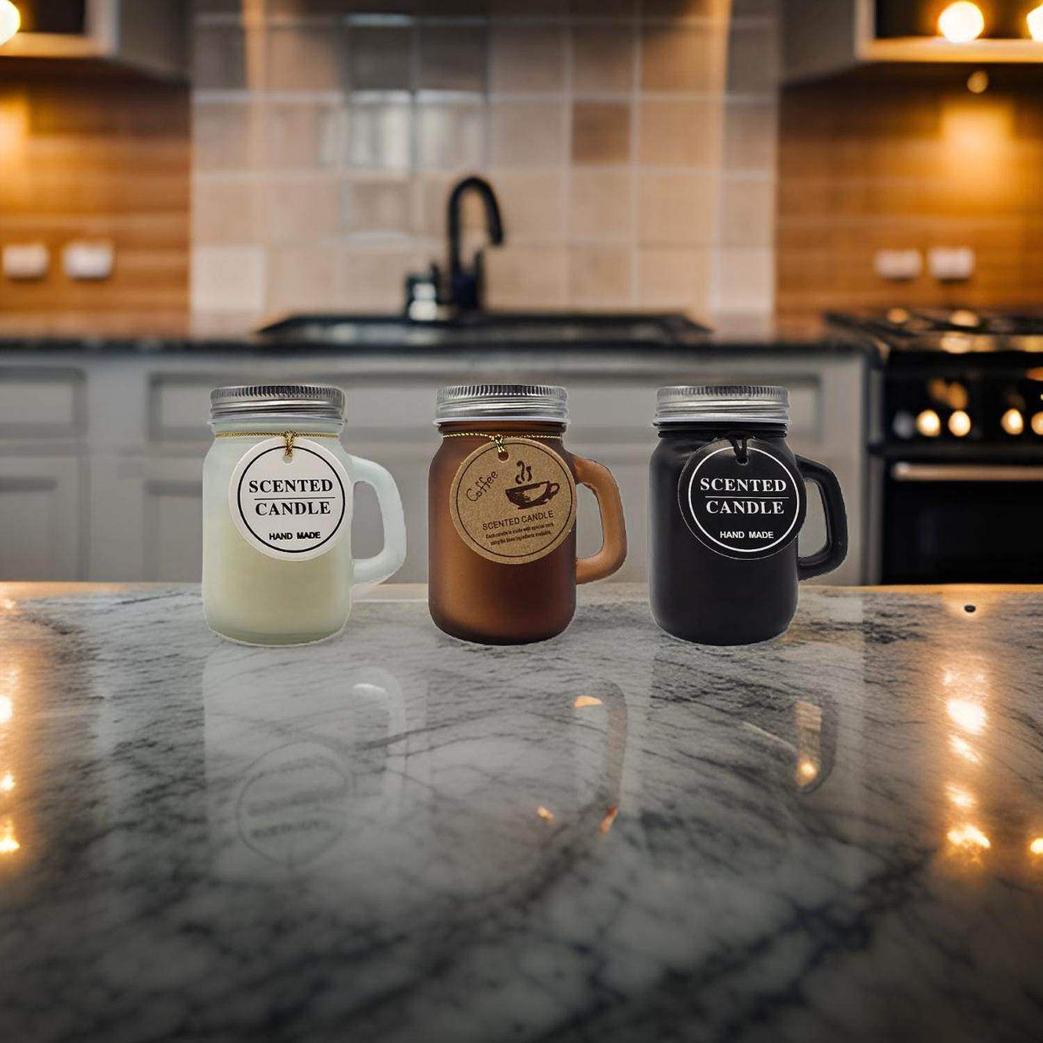 Set 3 Velas Aromatica Elegantes Taza Fragancia Duradera Deco - Fliperex