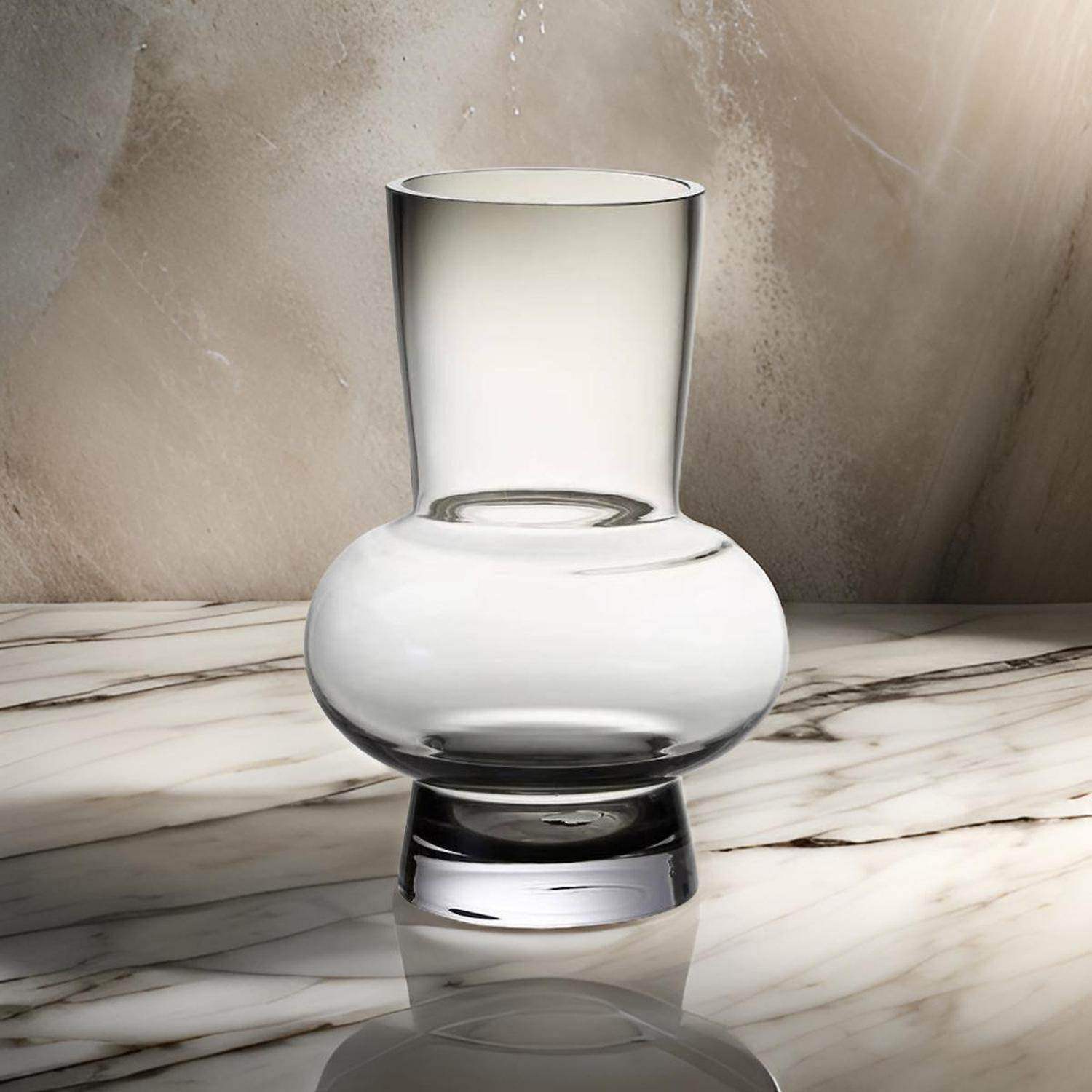 Florero Elegante De Vidrio Cristal Premium Tono Oscuro - Fliperex