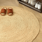 Alfombra De Yute Tradicional Rustica Circular Color Natural - Fliperex