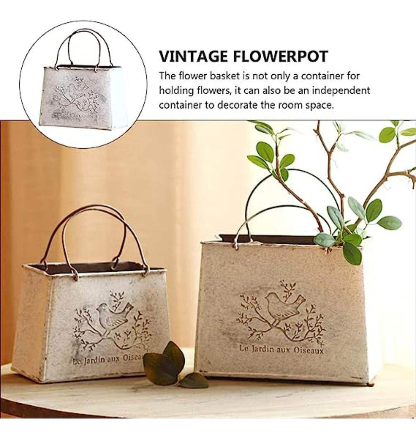 Macetero Florero Maceta Cartera Metálico Frances Le Jardin - Fliperex