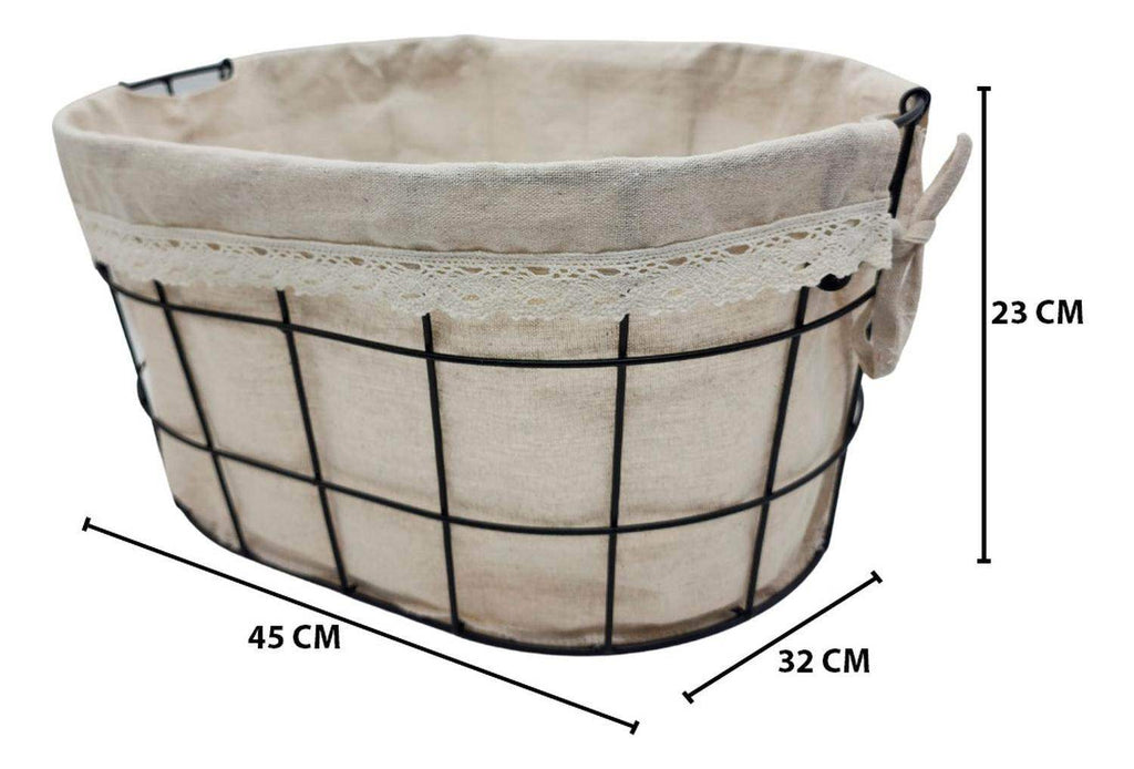 Panera Tela Ovalada Metalica Multiuso Canasto Frutera Cocina - Fliperex