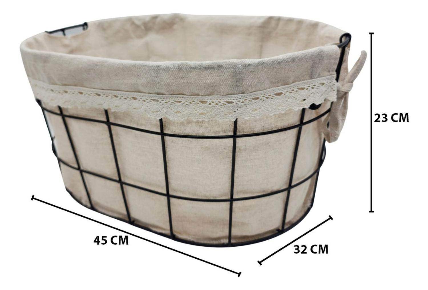 Panera Tela Ovalada Metalica Multiuso Canasto Frutera Cocina - Fliperex
