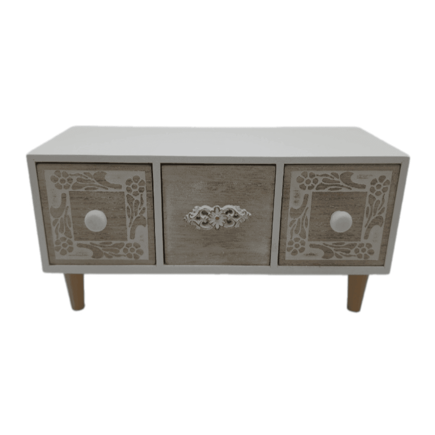 Organizador De Joyas Multiuso Oriental 3 Cajones Blanco - Fliperex