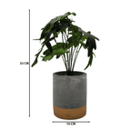 Planta Artificial Tropical Macetero Ceramica Gris Con Dorado - Fliperex