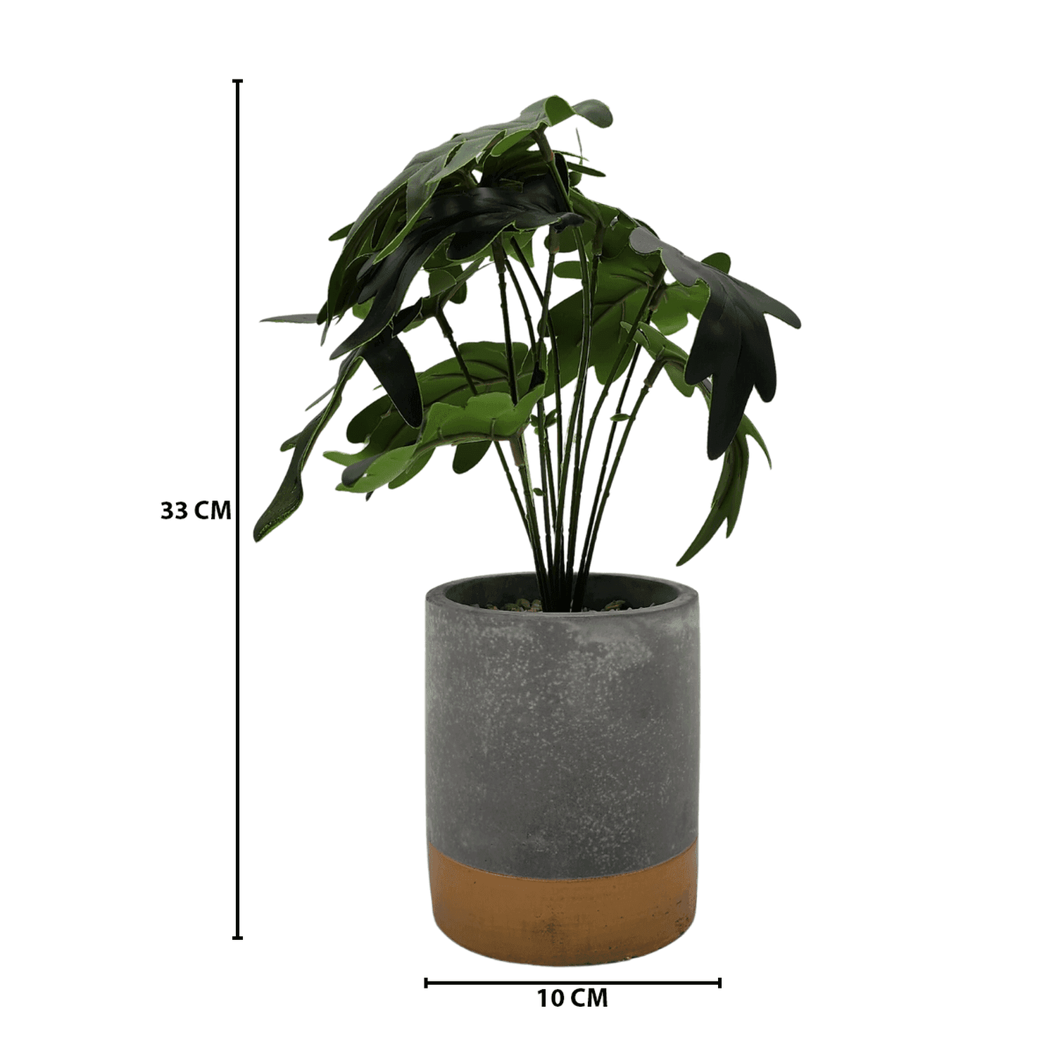 Planta Artificial Tropical Macetero Ceramica Gris Con Dorado - Fliperex