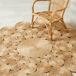 Alfombra Redonda De Yute Todo Circulos Color Natural - Fliperex