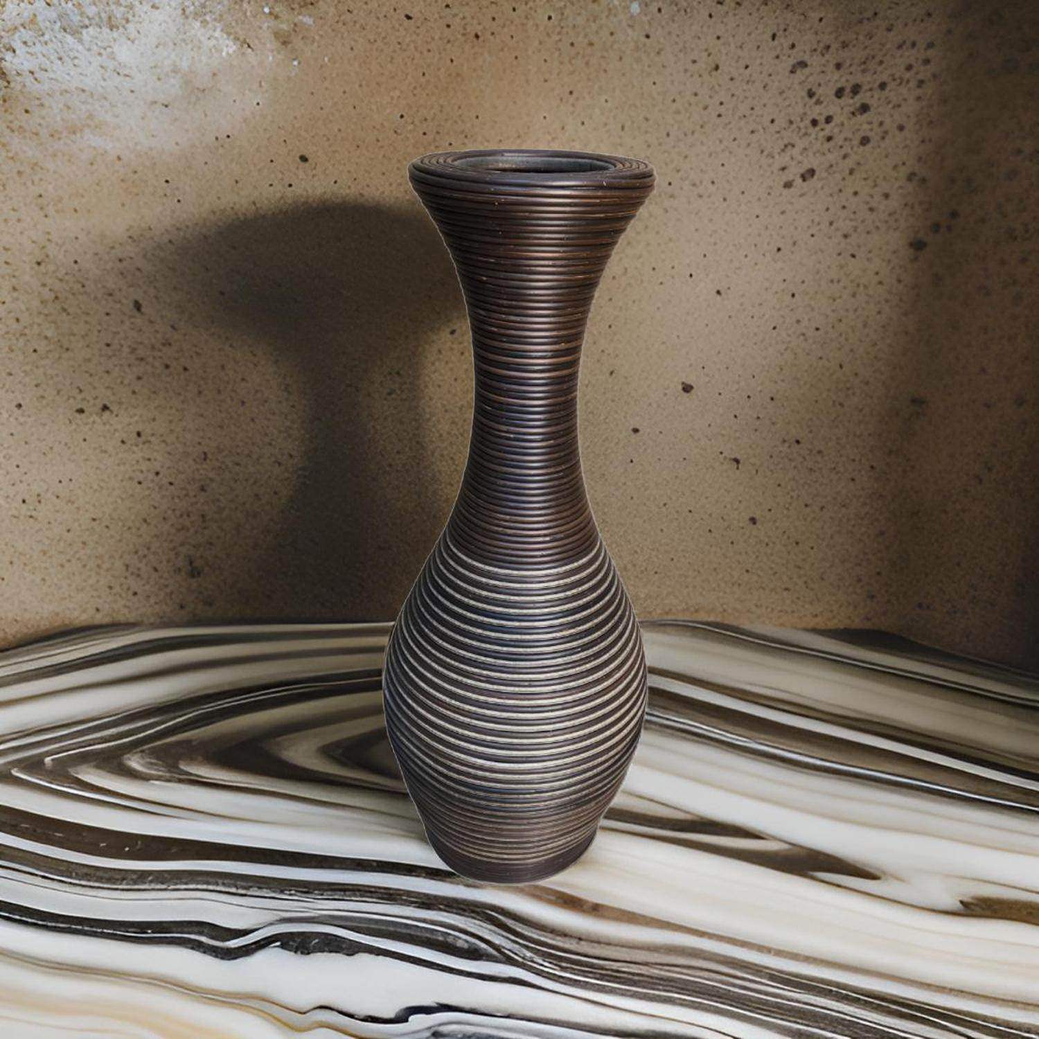 Jarron Florero Decorativo Tejido Rattan Moderno Marron 60 CM - Fliperex