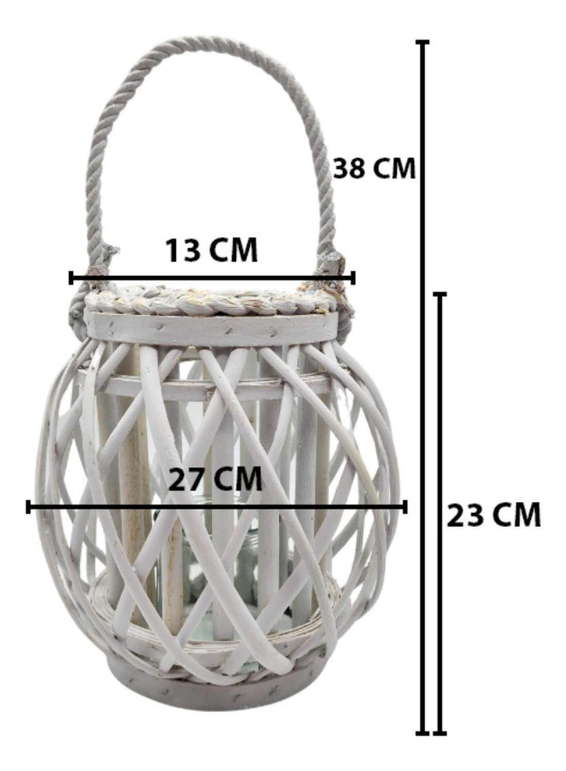 Candelabro Porta Vela Mimbre Rustico Terraza Blanco Decora - Fliperex