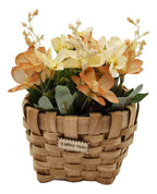 Planta Artificial Macetero Mimbre Flores Amarillas Naranjas - Fliperex