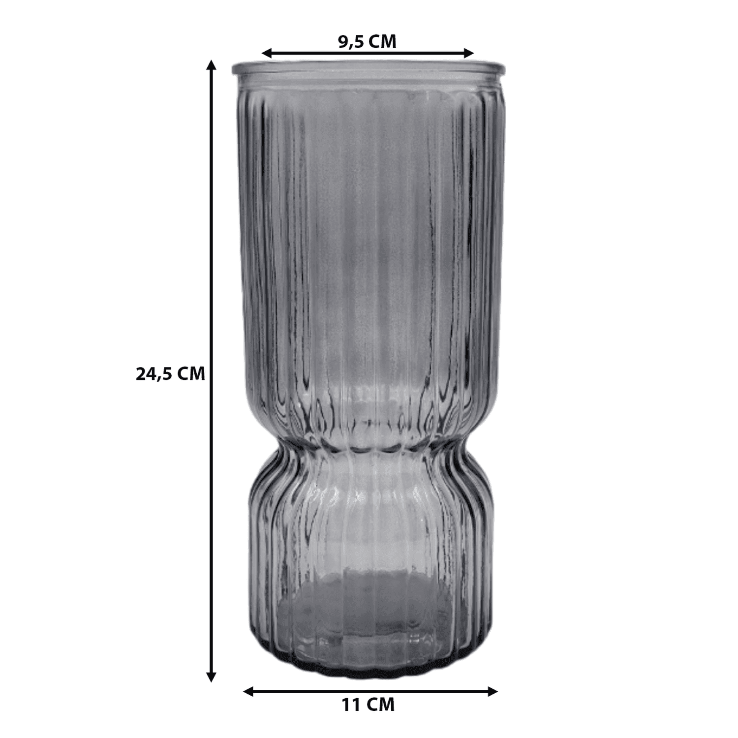 Florero Decorativo De Vidrio Cristal Con Diseño Tonos Gris - Fliperex