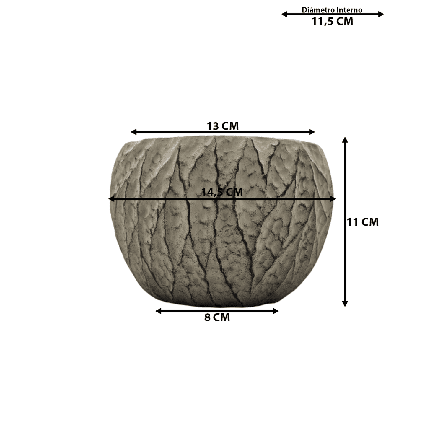 Macetero Maceta Acabado Cemento Relieve Hojas Gris S - Fliperex