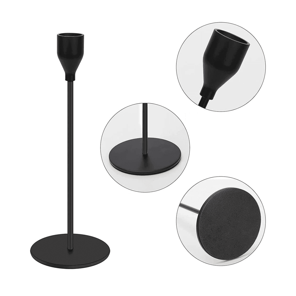 Set 3 Candelabros Porta Velas Negro Decora Centro De Mesa - Fliperex