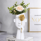 Florero Retrato Nordico Escultura Rostro De Resina Blanco - Fliperex