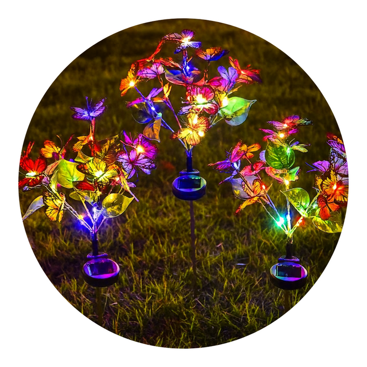Set 2 Luces Solares Jardin Decorativas Mariposas Multicolor