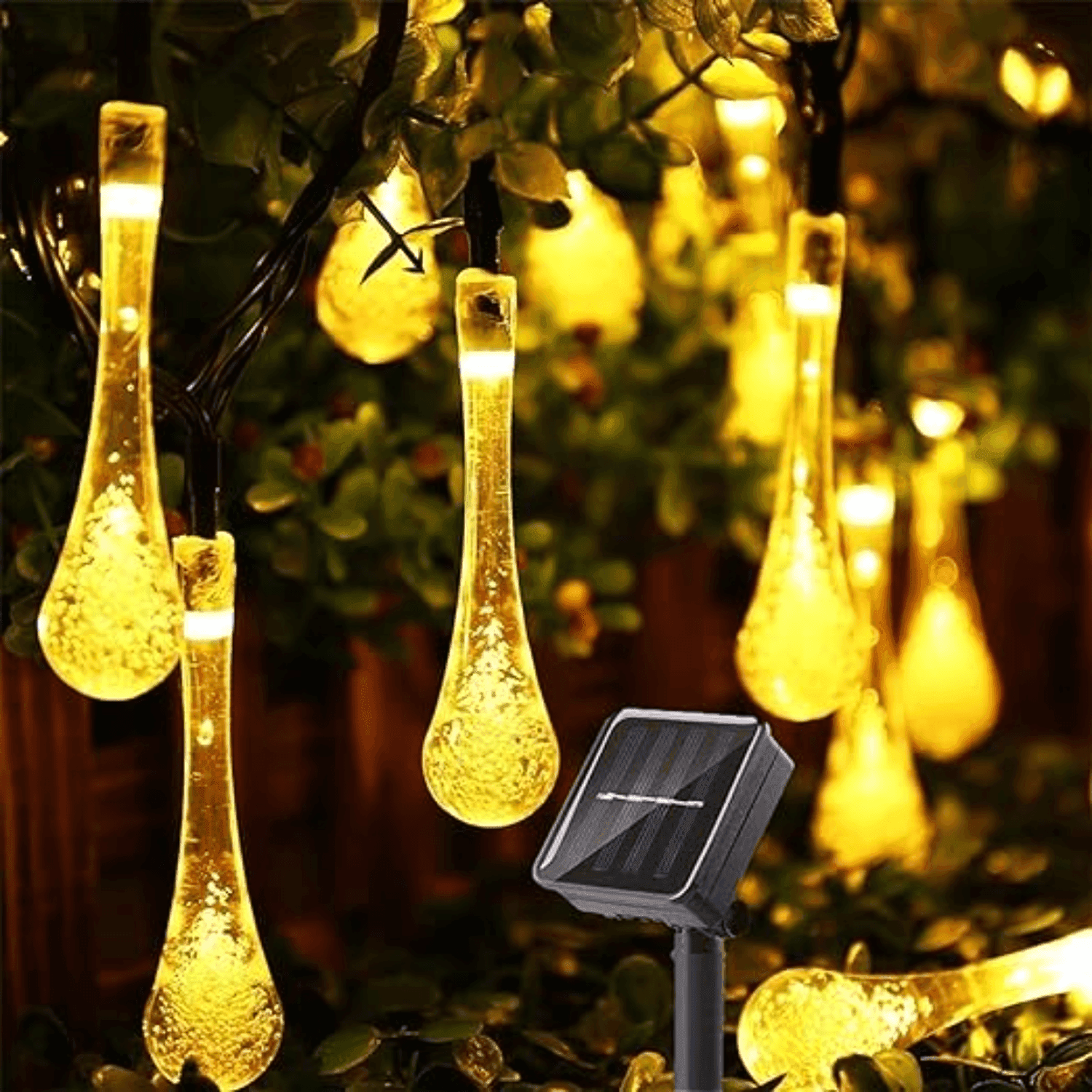 Guirnalda Solar Gotas Gotitas Luces Led Decoracion Jardin - Fliperex