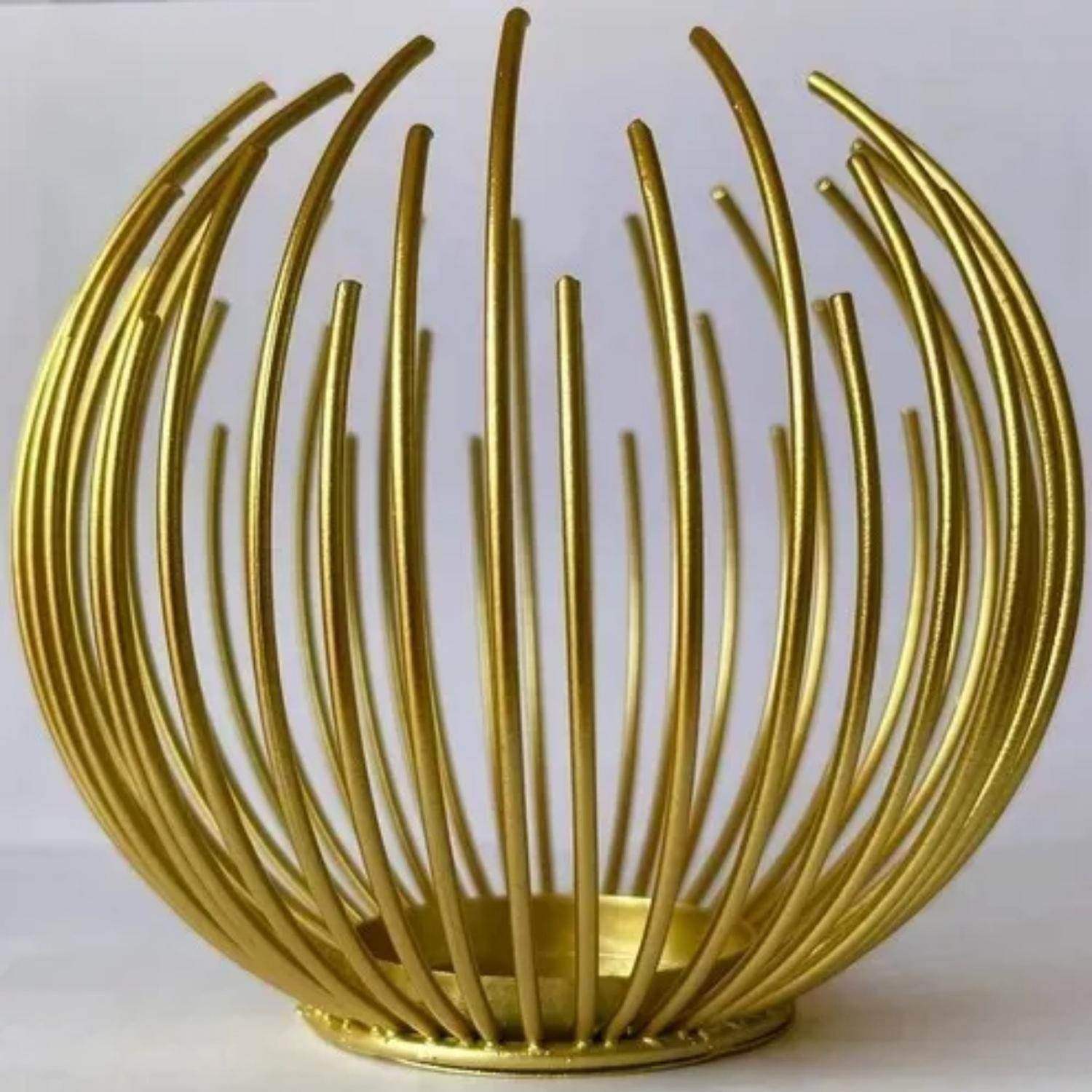 Candelabro Porta Vela Dorado Estilo Nórdico Decorativo - Fliperex