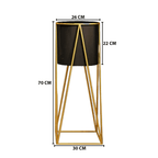Porta Macetero Pedestal Maceta Plantas Negro Dorado - Fliperex