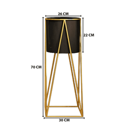 Porta Macetero Pedestal Maceta Plantas Negro Dorado - Fliperex